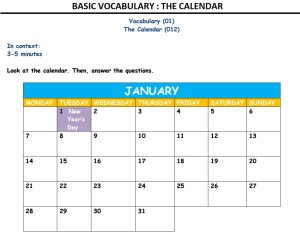 Basic Vocabulary : The Calendar